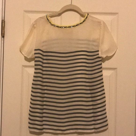 Anthropologie Maeve Striped Jewel Neck Blouse - Picture 2 of 4
